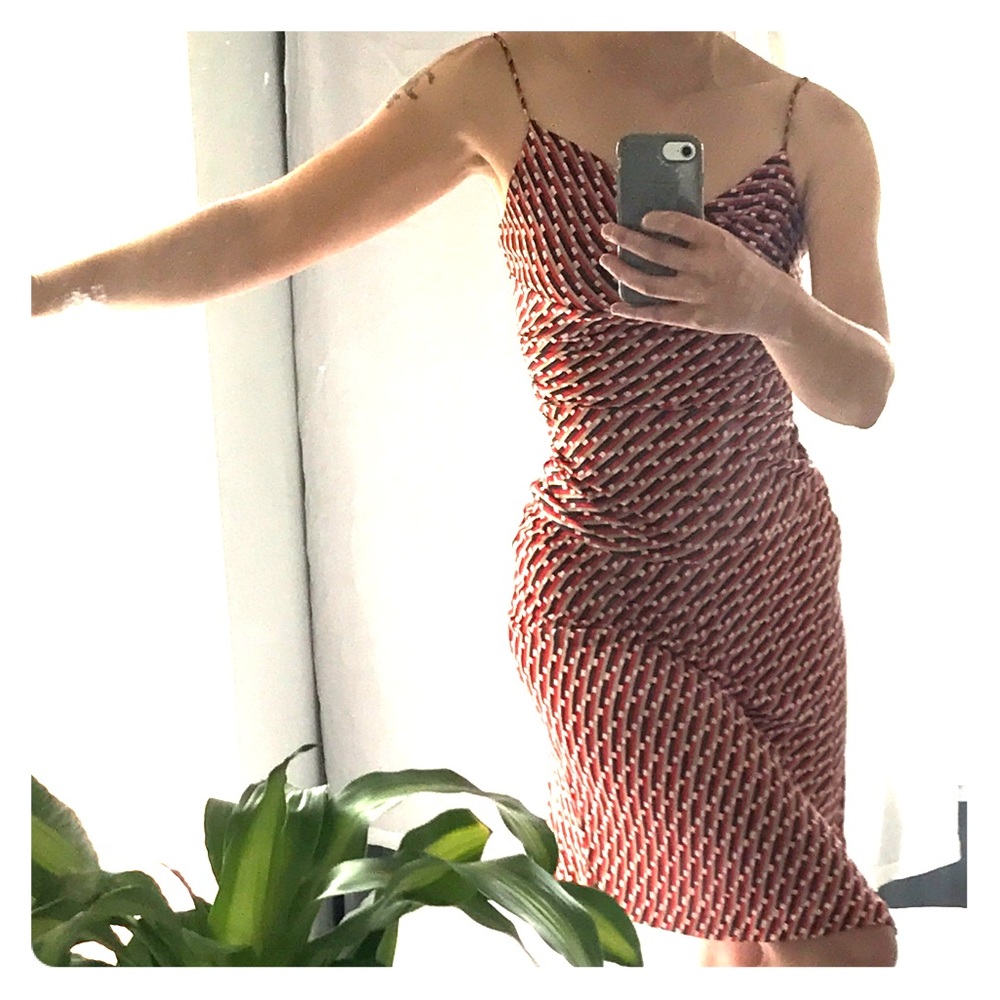 Vintage DVF Diane Von Furstenberg red strappy silk