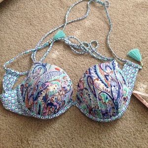 Victoria secret paisley blue bikini top