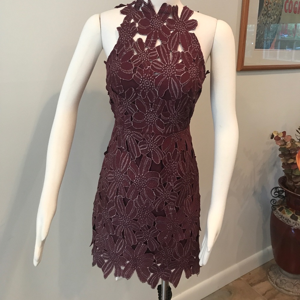 NWOT Free People Saylor maroon and silver dress - Picture 4 of 7