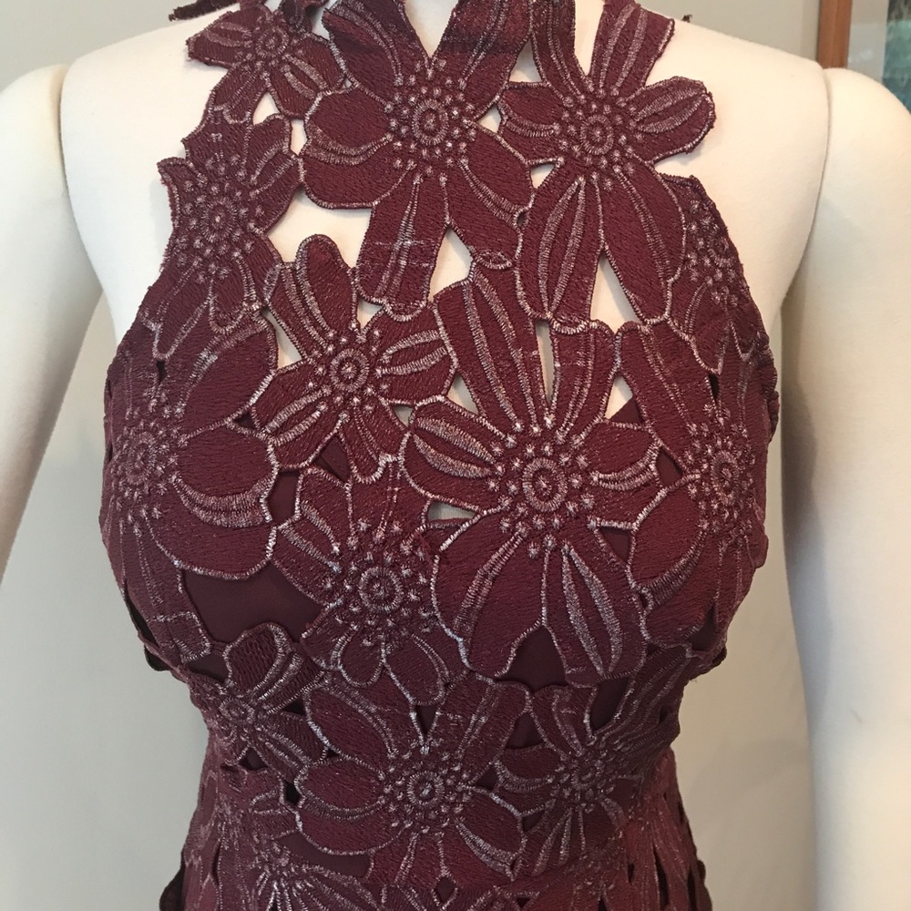 NWOT Free People Saylor maroon and silver dress - Picture 5 of 7