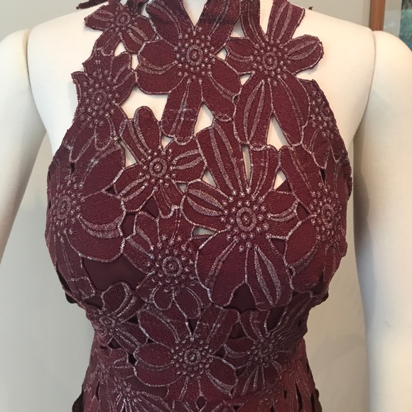 NWOT Free People Saylor maroon and silver dress - Picture 5 of 7