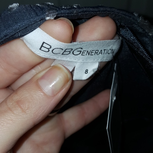 Bcbg strapless mini dress grey w/velvet details - Picture 4 of 8