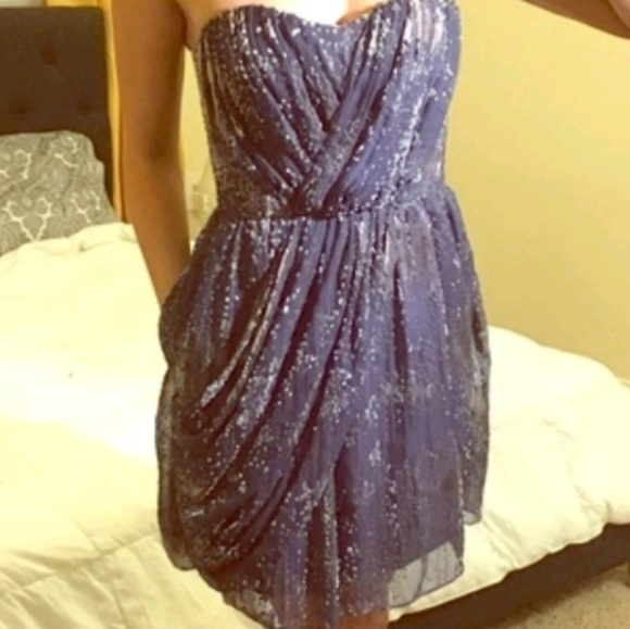 Bcbg strapless mini dress grey w/velvet details - Picture 8 of 8