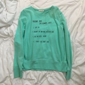 graphic blue sweatshirt