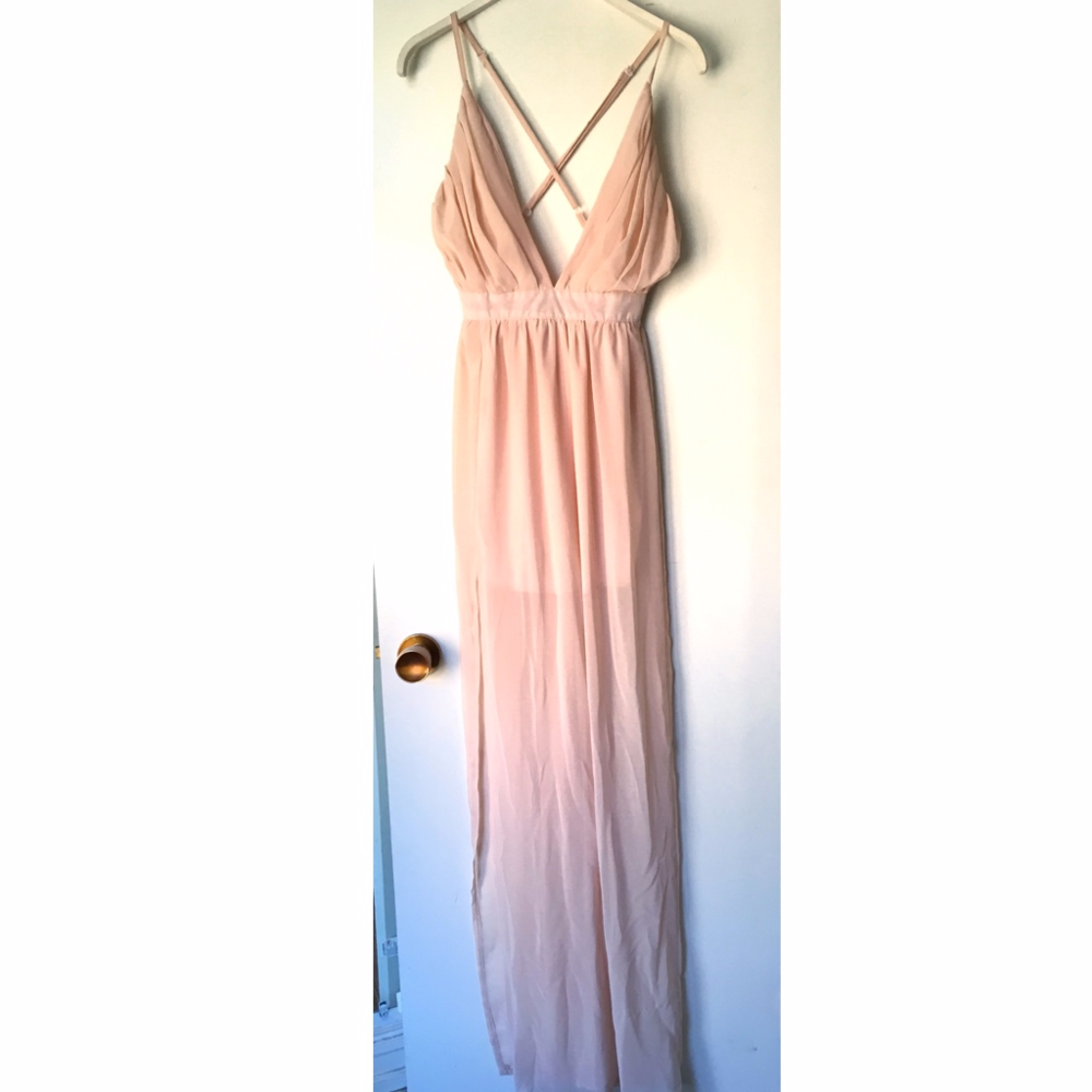 Pink Blush Sheer Chiffon Maxi Dress