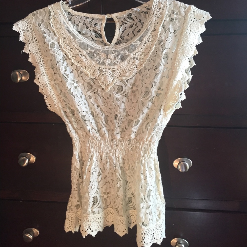 Cute Off White Crochet Overlay