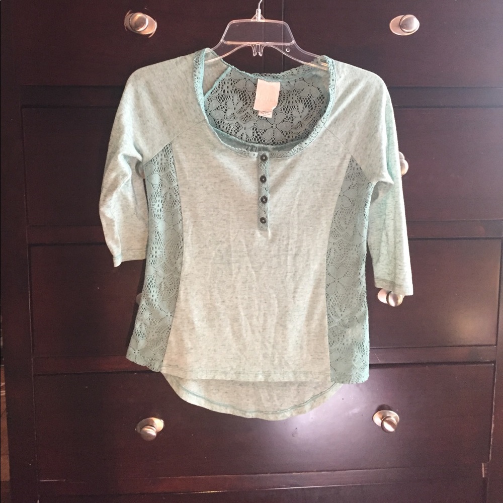 Mint Green Crochet sides and back