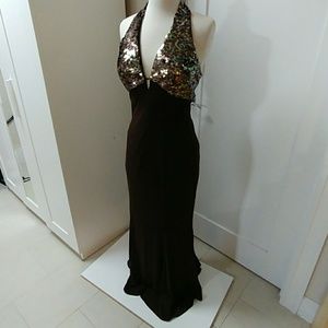 Niki Livas Brown Sequin Maxi Dress U.S. Size 8