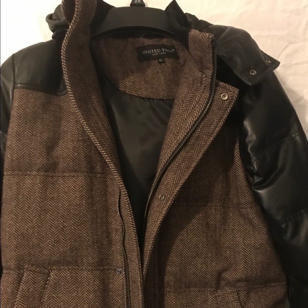 Boys Leather and Herringbone Parka