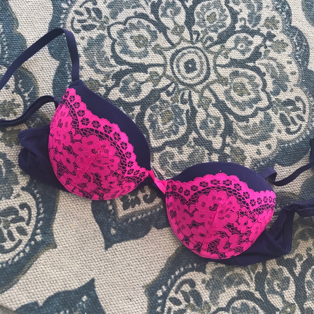 Navy/Pink Push-Up Bra