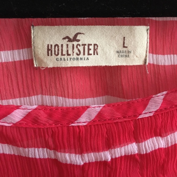 sheer red and white striped blouse - Picture 3 of 3