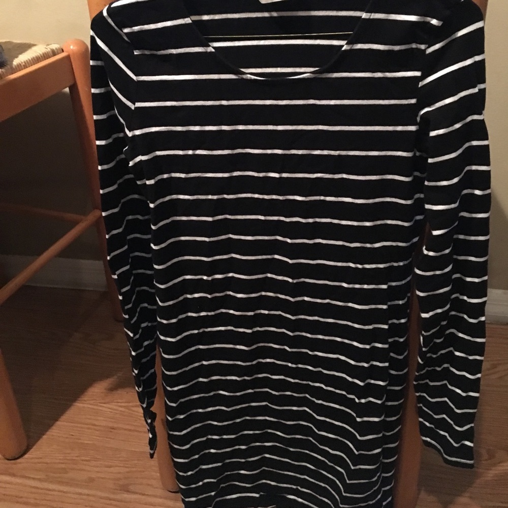 H&M Black & White Striped Jersey Dress
