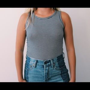 Blue and white striped tank top