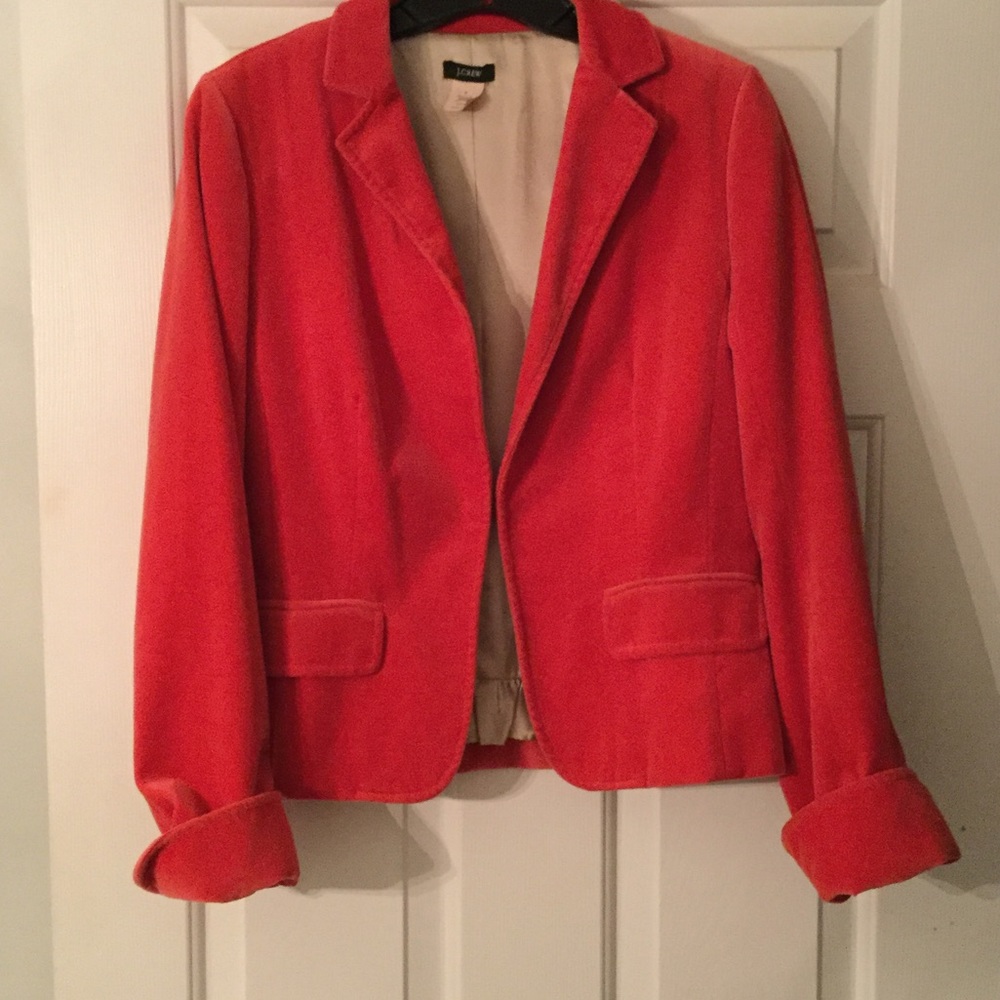 Tomato red J Crew blazer.