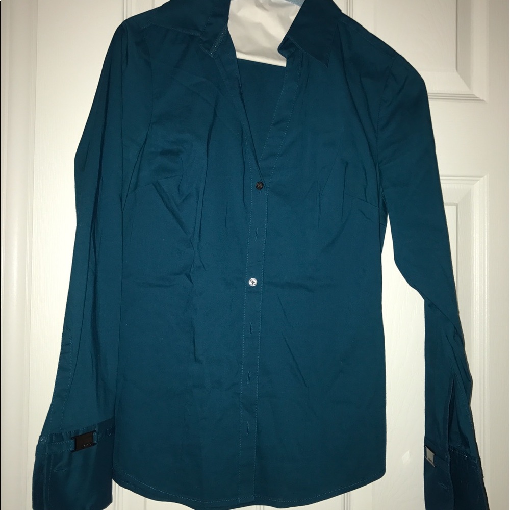 Turquoise button down shirt