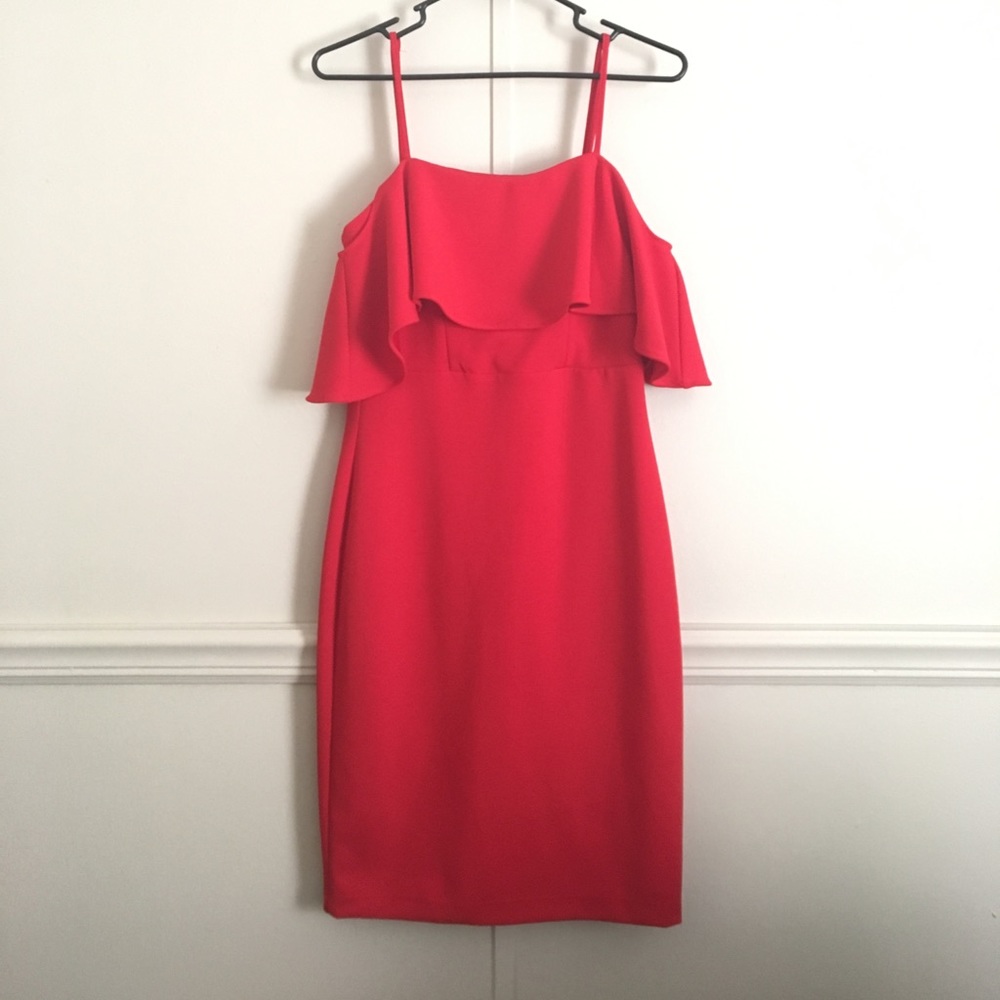 Red off the shoulder dress