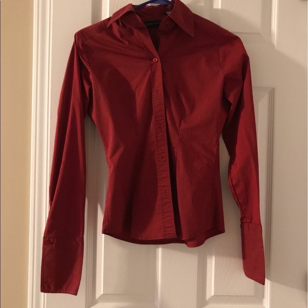 Red button down shirt