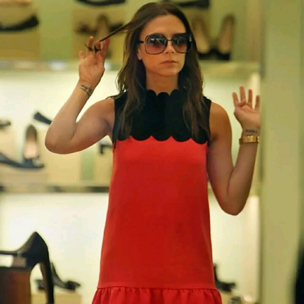🎉HP🎉XL Victoria Beckham Orange Scallop Dress - Picture 5 of 8