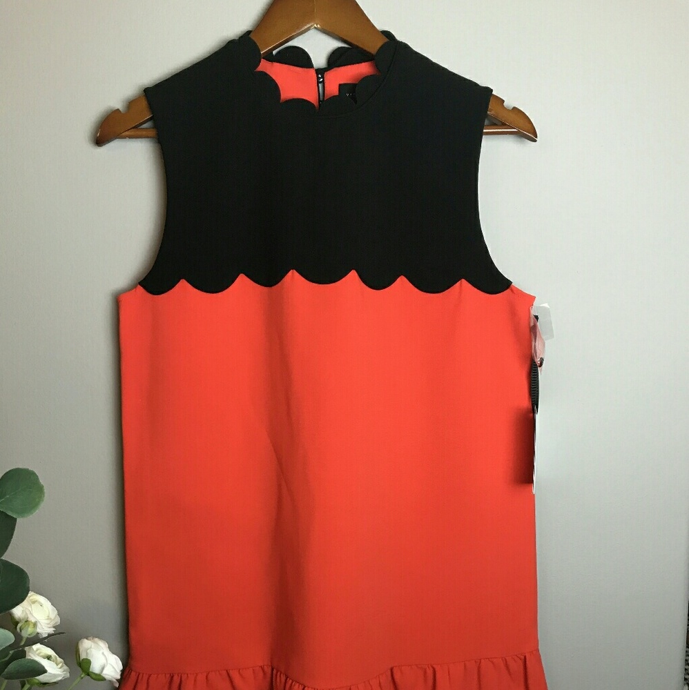 🎉HP🎉XL Victoria Beckham Orange Scallop Dress - Picture 4 of 8