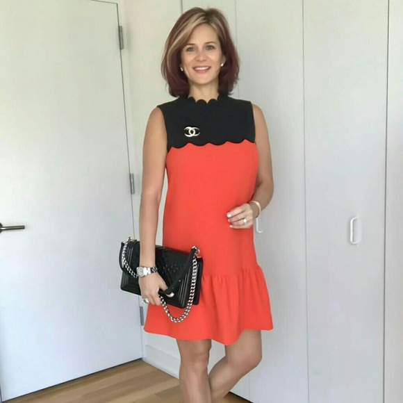 ๐HP๐XL Victoria Beckham Orange Scallop Dress - Picture 3 of 8