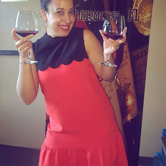 ๐HP๐XL Victoria Beckham Orange Scallop Dress - Picture 2 of 8