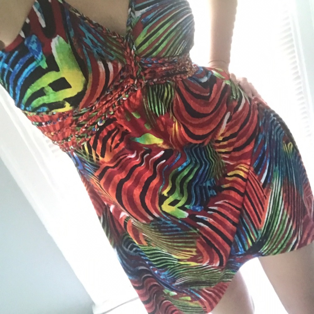 Rad tropicalia fishtail vintage jungle tie dress🌶
