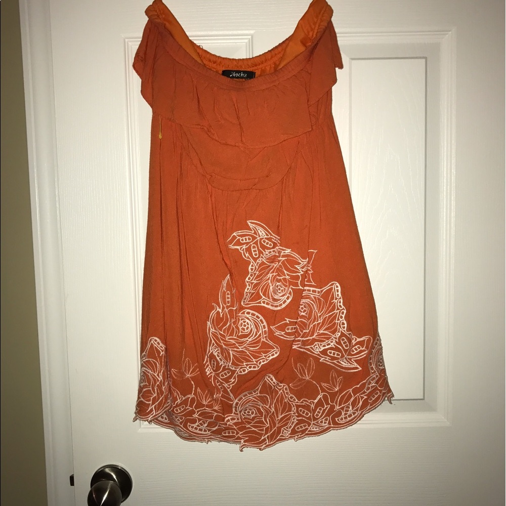 Orange strapless summer dress