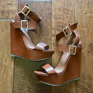 Brown Leather Breckelles Wedges