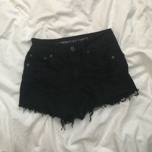 American Eagle black distressed/ripped shorts