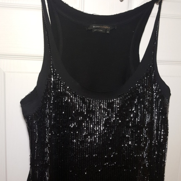 BCBGMAXAZRIA Blk Sequin Distressed Jersey Mini - Picture 7 of 8