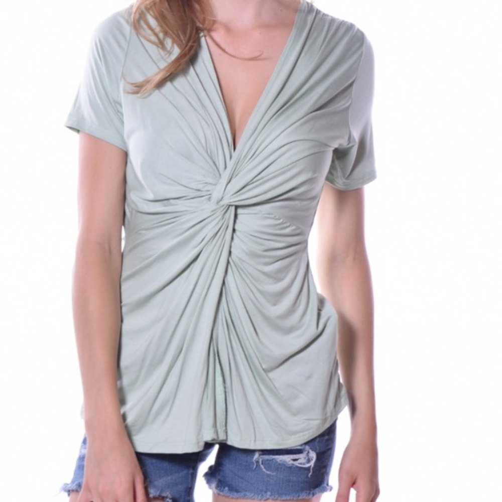 NWT Pastels Clothing Sage GreenTwist Top