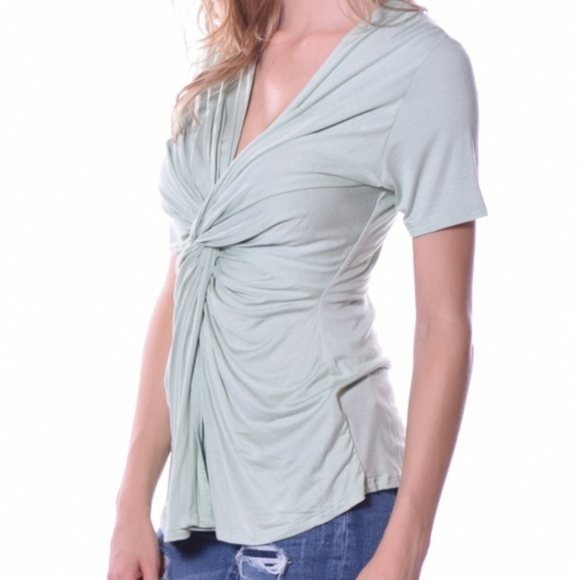 NWT Pastels Clothing Sage GreenTwist Top - Picture 2 of 3