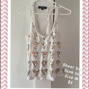 White sheer bank tank