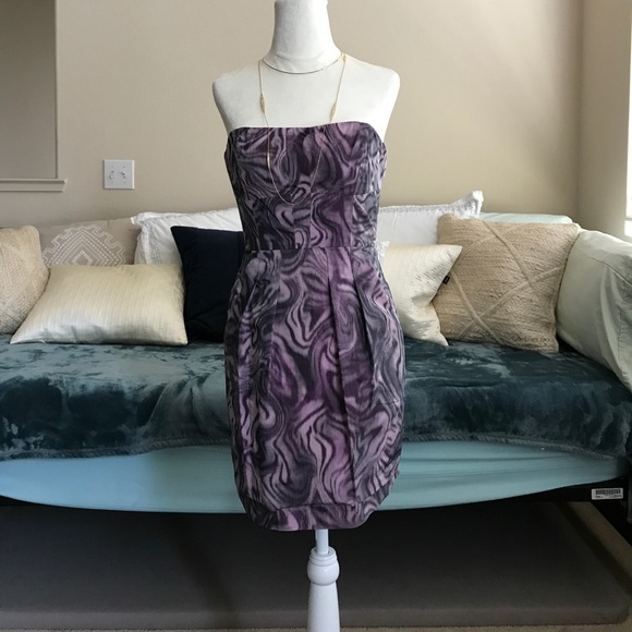 BCBGMAXAZRIA Strapless Printed Cocktail Dress - Picture 1 of 5