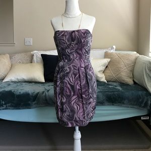 BCBGMAXAZRIA Strapless Printed Cocktail Dress