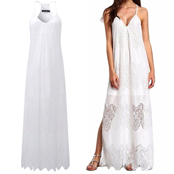 Floral Crochet Lace Racerback Maxi Dress - Picture 4 of 5