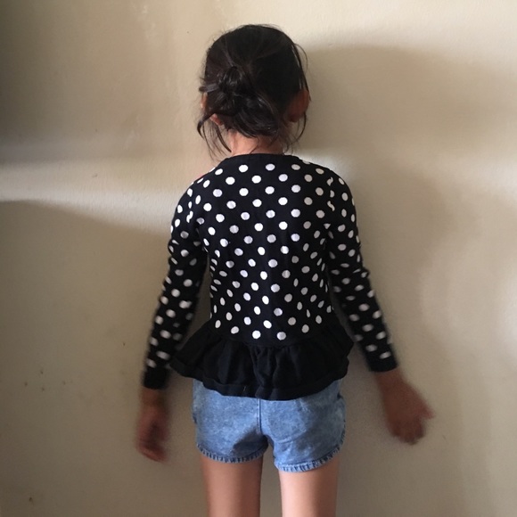 BLACK WHITE POLKADOTTED LONG SLEEVE SWEATER 4/5 - Picture 2 of 2