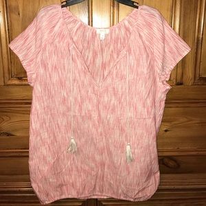 Red & White Blouse w/ tassels