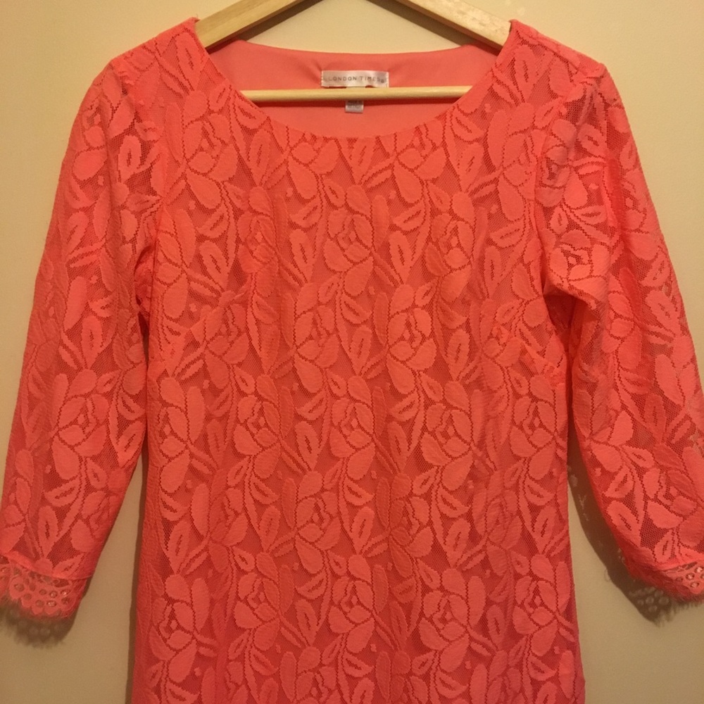 Coral Lace Detail Dress