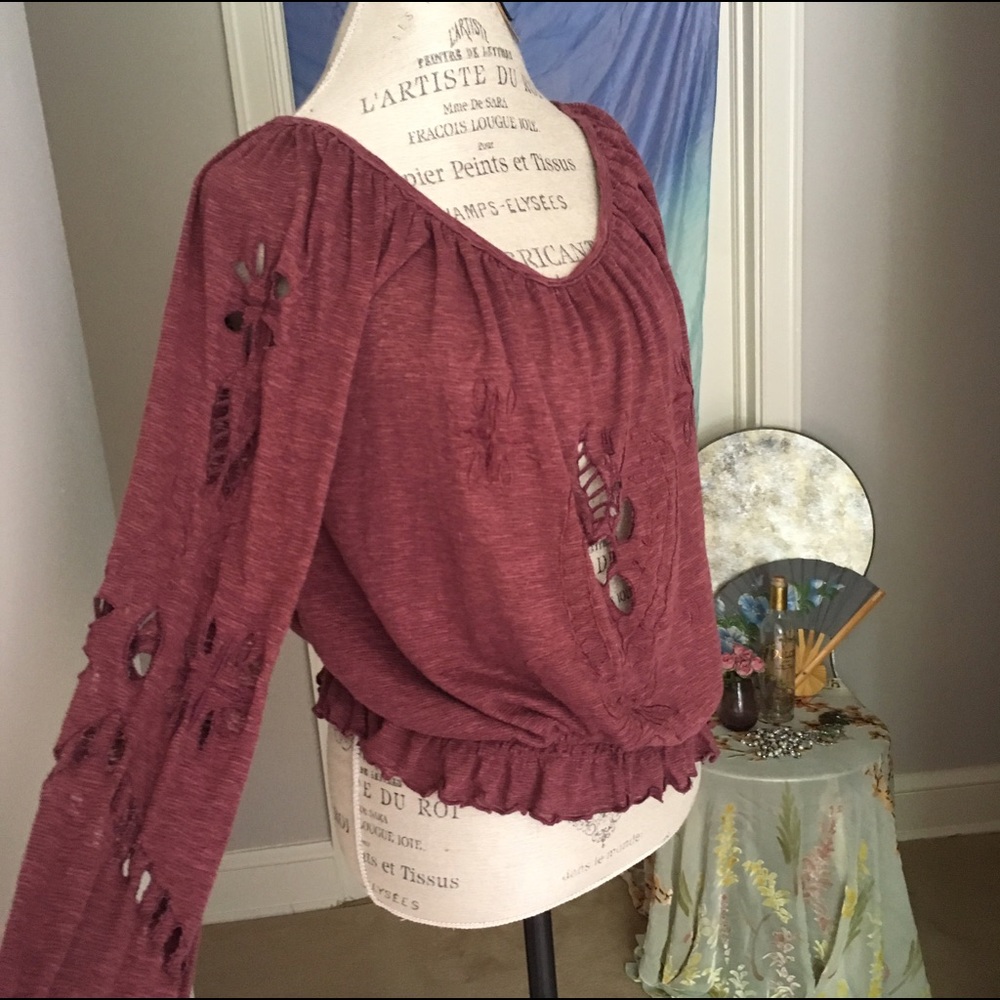 🚫Donated🌪🚫Burnt Sienna Cutout Blouse