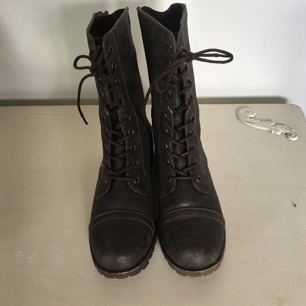Brown combat boots