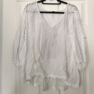 Free People White Eyelet Shirt