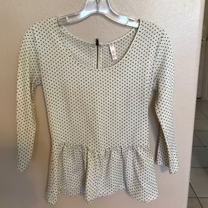 Cute white polka-dot peplum top