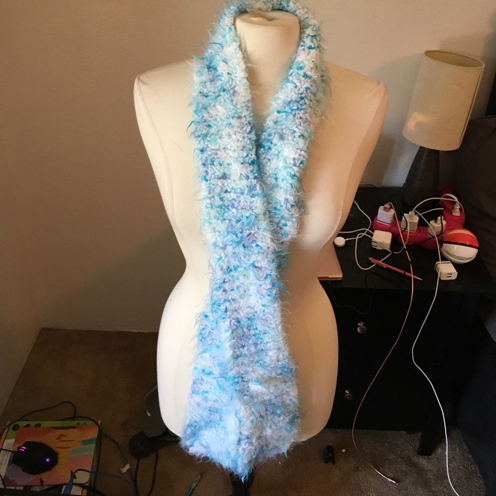 Hand knitted soft frozen scarf