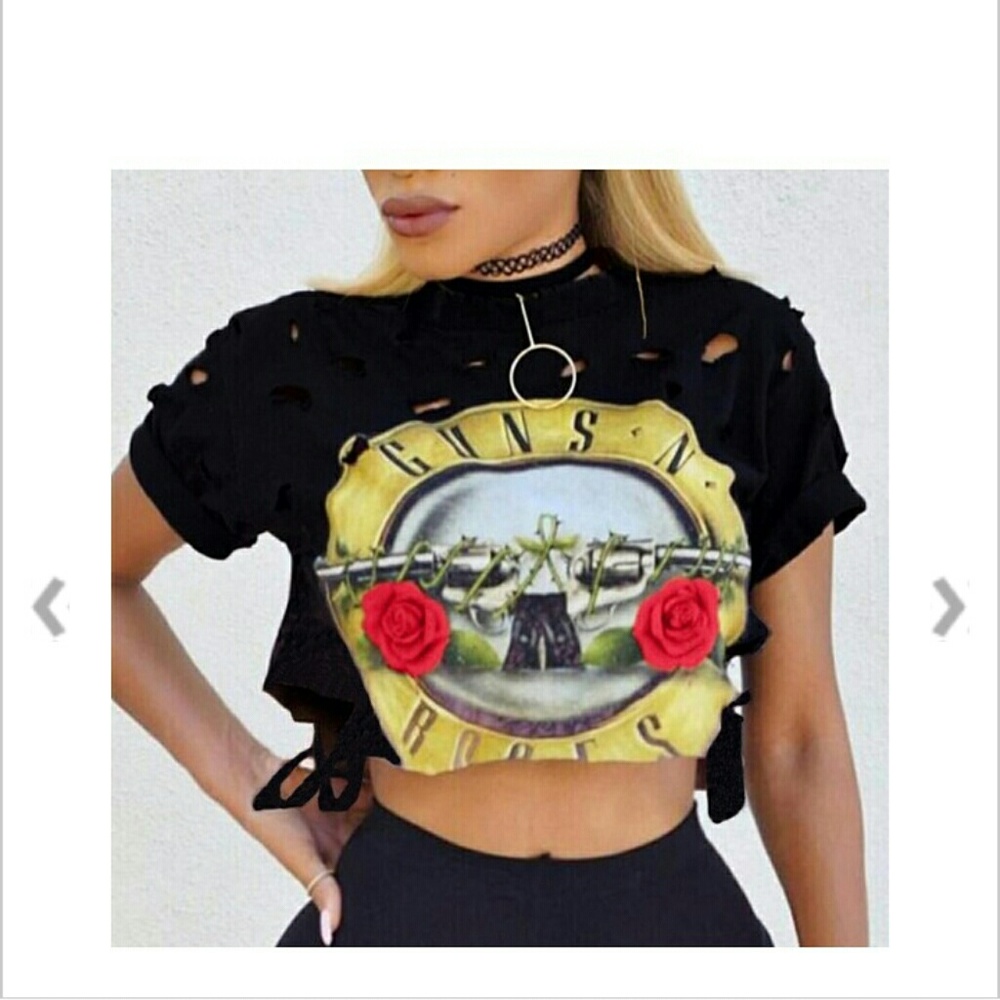 Cut off Gun & Roses 🌷🌷 T- Shirt