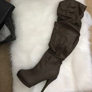 Charlotte Russe Taupe knee high boots size 8