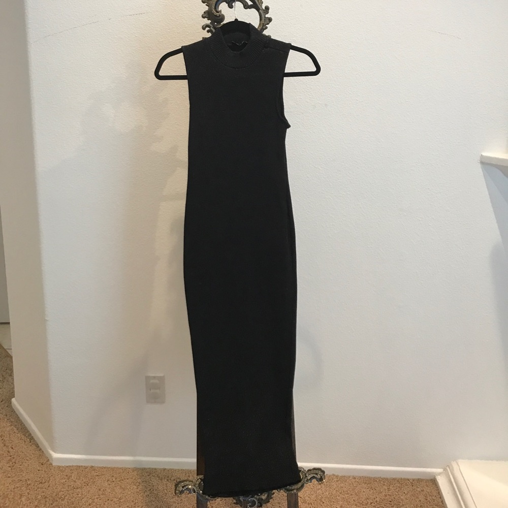 Sexy, black knit dress with gold specks!