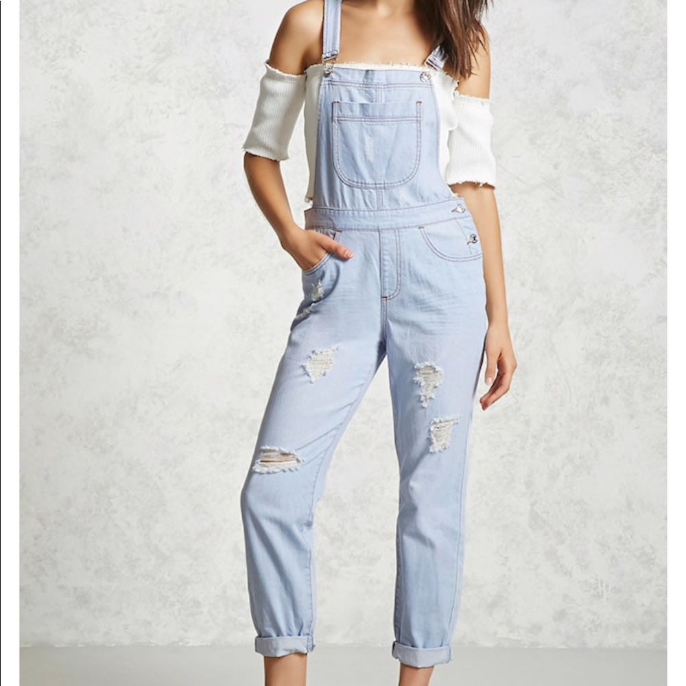 Brand new distressed overalls
