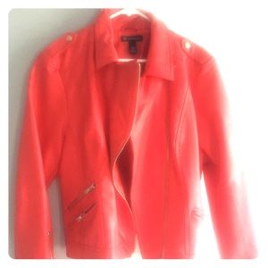 Red pleather moto jacket