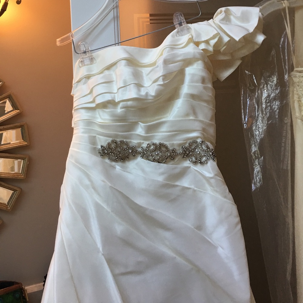 Davids ivory wedding dress embellishments added